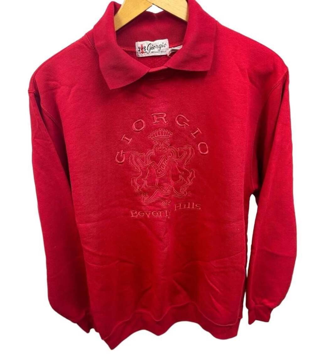 Giorgio Beverly Hills Red Embroidered Collared Sweatshirt
